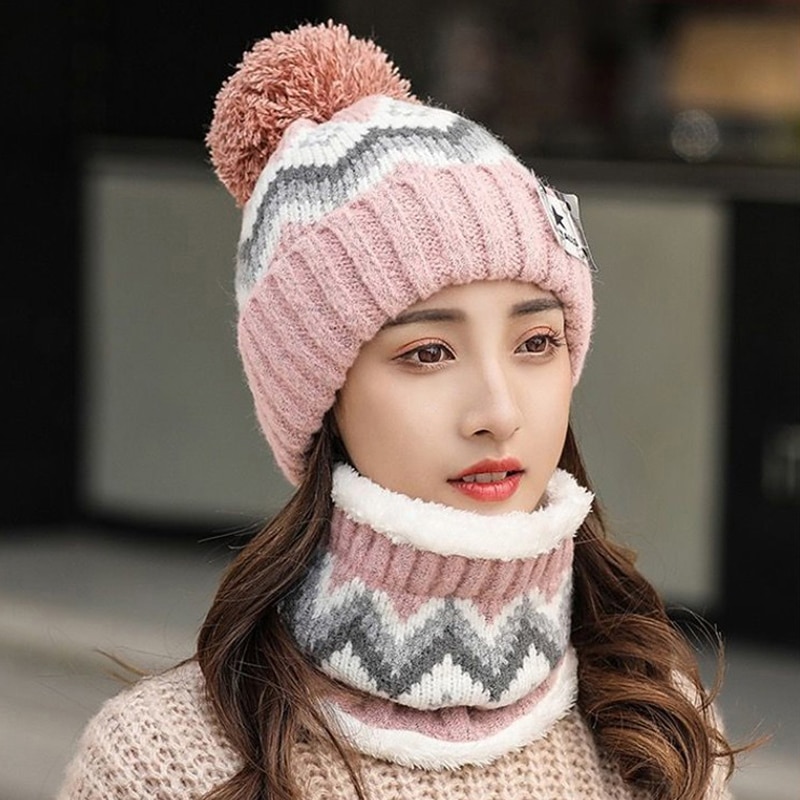 2022-Winter-Warm-Beanies-Hat-Ring-Scarf-2-Piece-Woman-Pompoms-Hats-Knitted-Caps-s-Fashion-1.jpg