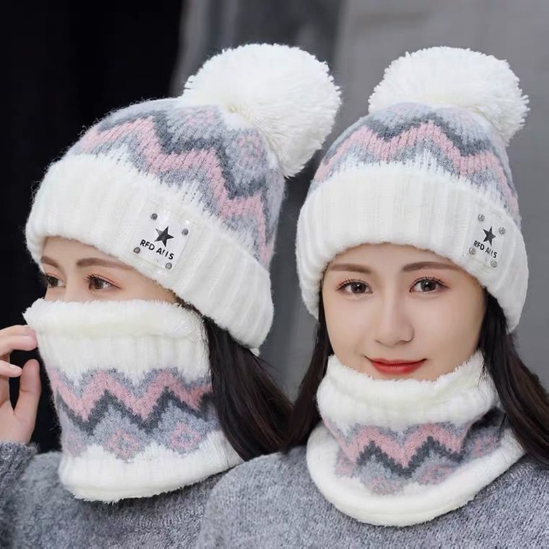2022-Winter-Warm-Beanies-Hat-Ring-Scarf-2-Piece-Woman-Pompoms-Hats-Knitted-Caps-s-Fashion-4.jpg
