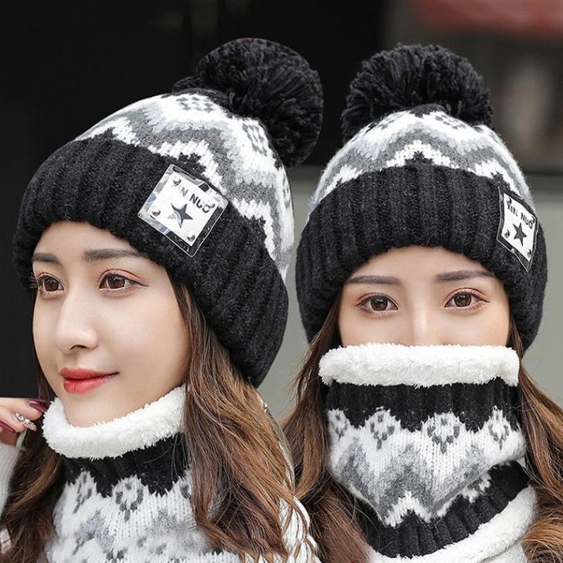 2022-Winter-Warm-Beanies-Hat-Ring-Scarf-2-Piece-Woman-Pompoms-Hats-Knitted-Caps-s-Fashion-5.jpg
